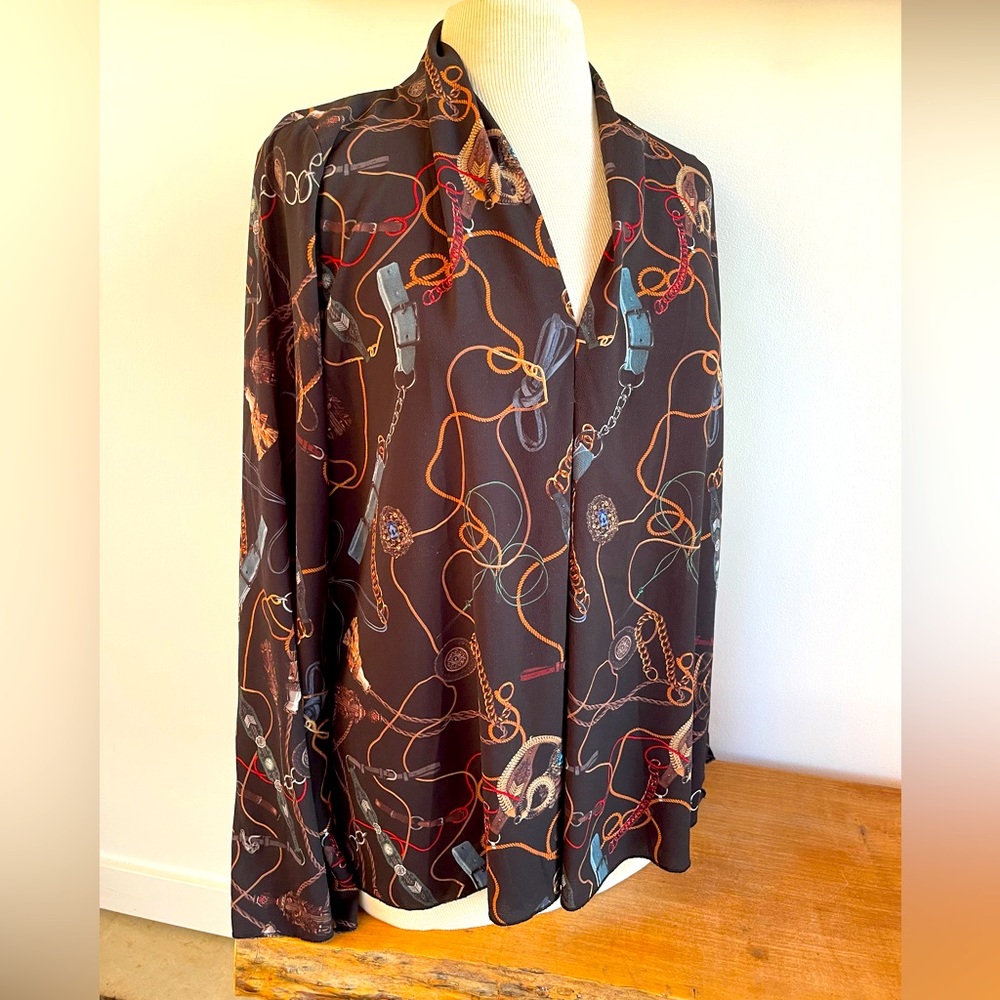 Isle by Melis Kozan Equestrian print blouse.
